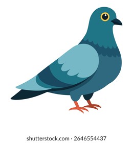 Teal Blue Pigeon Bird Cartoon ilustração vetor