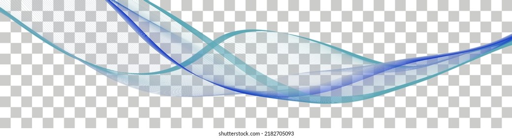 Teal blue swirl wave, abstract swoosh, flowing sea wate, flying air wind veil design. Dynamic movement , transparent curtain border. Vector illustration