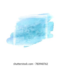 Teal blue turquoise grunge frame. Hand drawn vintage abstract pink textured brush strokes frame isolated on white background. Space for text. Vector