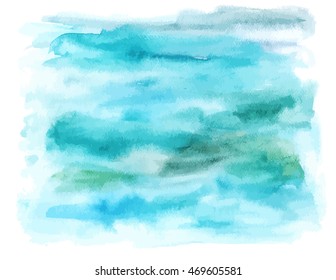 Teal blue watercolor texture with brush strokes; abstract background with copyspace; scalable vector graphic