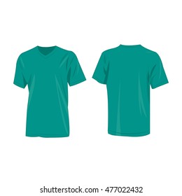 Teal or blue-green t-shirt vector set