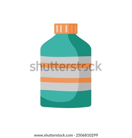 A teal bottle with orange stripes for storing beverages or liquids