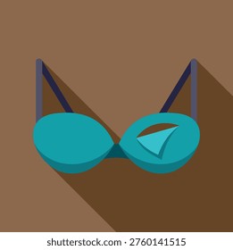 Teal bra with strap and long shadow representing underwear fashion