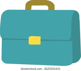 Teal briefcase with yellow clasp.
