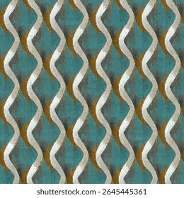 Teal en bruin, patterned stof met golvende lijnen, grunge lijnen ikat patroon, ikat naadloos patroon, Vector illustratie achtergrond voor het afdrukken van het papier.x