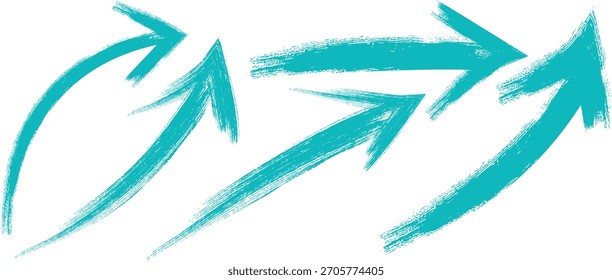 Teal Brush Stroke Arrows Pointing Upwards on White Background
