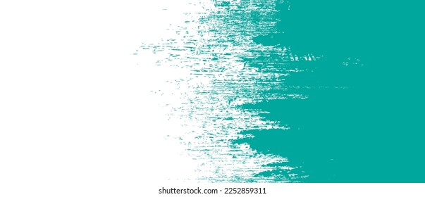 Teal brush stroke background. Teal ink splash on backdrop. Brush background for wallpaper, paint splatter template, dirt banner, watercolor design, dirty texture. Trendy brush background, vector