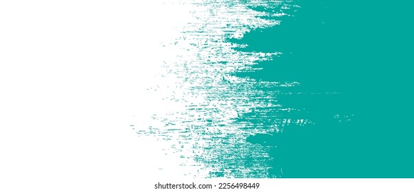 Teal brush stroke background. Teal ink splash on backdrop. Brush background for wallpaper, paint splatter template, dirt banner, watercolor design, dirty texture. Trendy brush background, vector