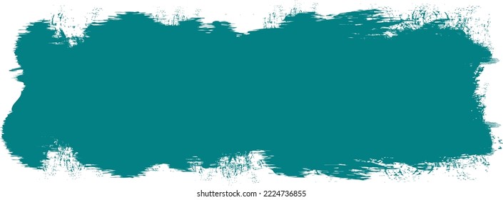 Teal Brush Stroke Isolated On Background. Paint Brush Stroke Vector For Teal Ink Paint, Grunge Design Element, Dirt Banner, Watercolor Design, Dirty Texture. Trendy Brush Stroke, Vector Illustration