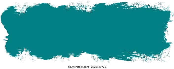 Teal Brush Stroke Isolated On Background. Paint Brush Stroke Vector For Teal Ink Paint, Grunge Design Element, Dirt Banner, Watercolor Design, Dirty Texture. Trendy Brush Stroke, Vector Illustration