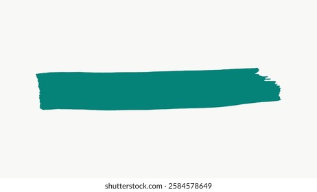 Teal brushstroke on white background. Bold teal paint stroke. Artistic teal brushstroke. Minimalist teal design. Brushstroke art. Simple vector isolated on white.