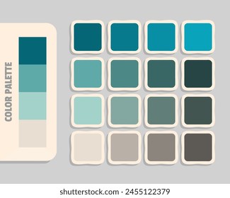 teal cadetblue lightsteelblue gainsboro color palette, colour matching, rgb colors, harmonious colours catalog sample, design and edit idea