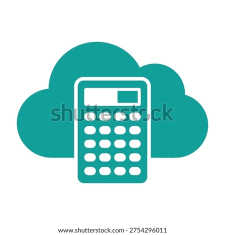 Teal calculator cloud icon vector