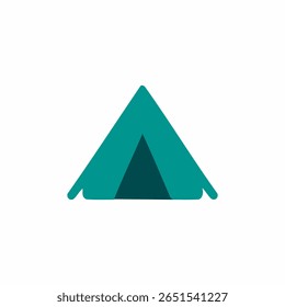 Teal camping tent icon vector illustration