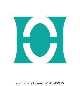 Teal CH Monogram Logo with Oval Center and Curved Structure