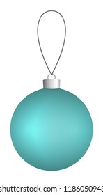 Teal Christmas ball hanging on a thread. Vector EPS 10