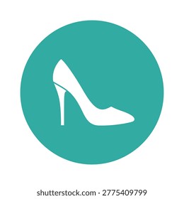 Teal circle icon of a highheeled shoe simple stylish design element icon