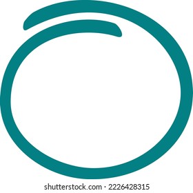 Teal Circle, Stift ziehen. Markieren Sie den handgezeichneten Kreis einzeln auf Hintergrund. Handgeschriebener Teelenkreis. Zur Kennzeichnung von Text, Zahlen, Markierstift, Stift, Logo und Text, Vektorgrafik