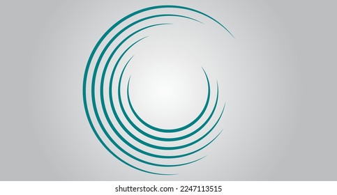 Teal circle speed lines isolated. Abstract speed lines in circle form, vector. For geometric art, elements design, logo, print materials and placard template. Abstract speed lines circles background