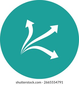 Teal Circle with Three White Arrows Diverging Outward divergence branching