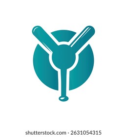 Teal Circular Icon Depicting Abstract Symbolic Design With Unique Shape