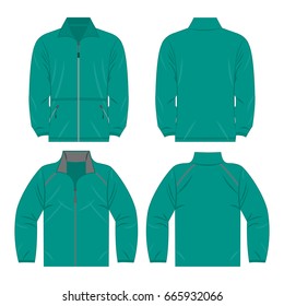 Teal color autumn fleece jacket and sport jacket set isolated vector