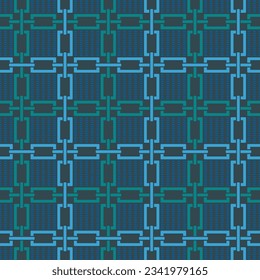 Teal color checkered pattern of decorative colorful chains. Vector illustration, perfect for packaging design, wallpaper, home interior decoration. Surface pattern design
