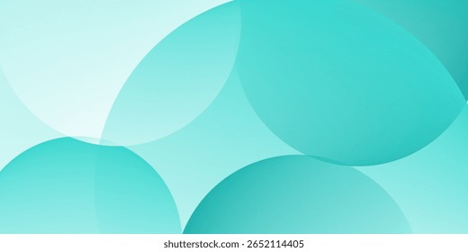Teal color circles background with overlap layer. For wallpaper, cover, banner, poster, placard and presentation. Teal abstract background for business card and flyer template, vector illustration 