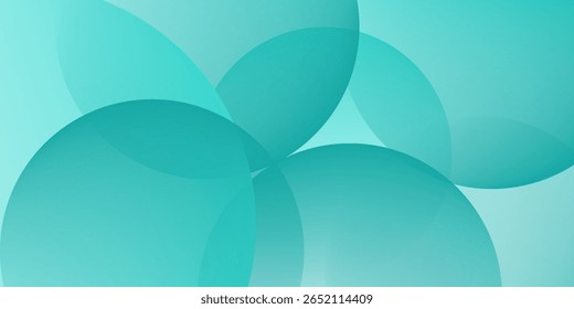 Teal color circles background with overlap layer. For wallpaper, cover, banner, poster, placard and presentation. Teal abstract background for business card and flyer template, vector illustration 