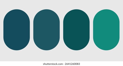 Teal Color Guide Palette, color palette teal gradient.tone color guide. Blue color palette vector illustration