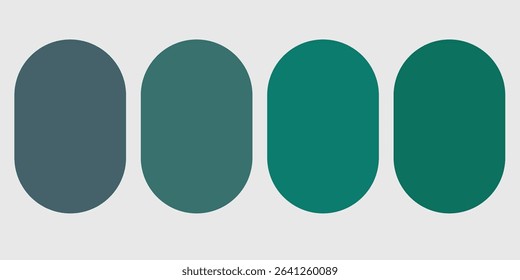 Teal Color Guide Palette, color palette teal gradient.tone color guide. Blue color palette vector illustration