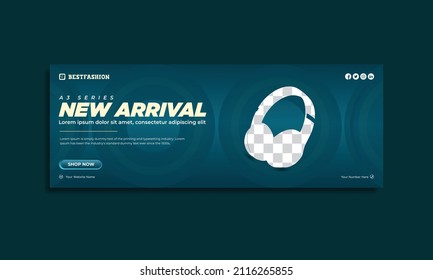 Teal Color Headphone Brand Product Social Media Post, Cover Design Or Banner Premium Psd