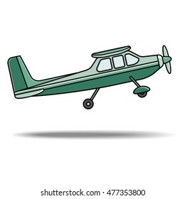 teal color propeller plane take off-vector drawing