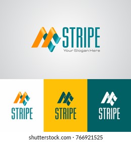 Teal Color Stripe Logo Design Template 