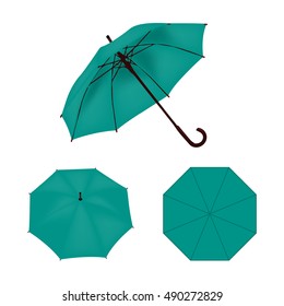 Teal color umbrella vector isolated on the white background