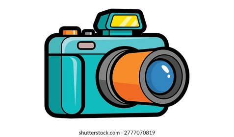 Teal colored digital photo camera