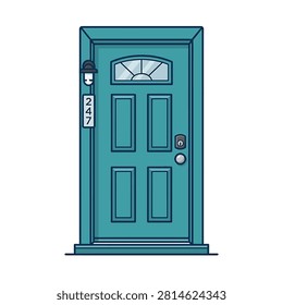 Teal colored residential front door