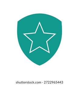 A teal colored shield icon featuring a white star outline in the center representing protection.