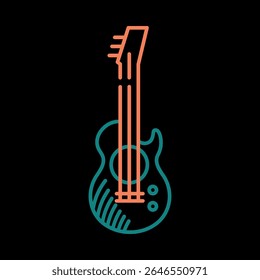 Teal e Coral guitarra elétrica baixo linha Art ícone guitarra elétrica