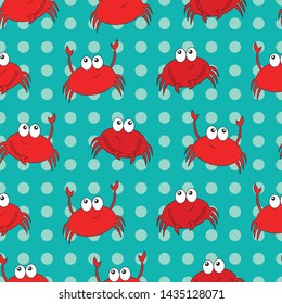 Teal Crab Beach Seamless vector patern. Hand drawn elements make up this unique pattern. Perfect for fabrics, towels, pillows, scrapbooking, gift wrap and more!    