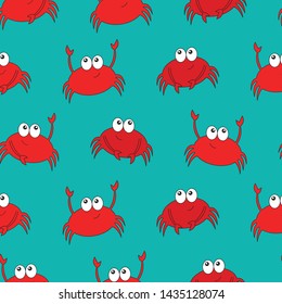 Teal Crab Beach Seamless vector patern. Hand drawn elements make up this unique pattern. Perfect for fabrics, towels, pillows, scrapbooking, gift wrap and more!    