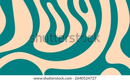 Teal and Cream Swirl Pattern Abstract Background with Organic Rounded Shapes and Retro Feel, Ideal for Modern Digital Design Projects or Creative Backgrounds Offering Visual Interest