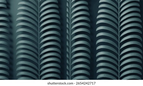 Teal curved fins repeating pattern abstract background