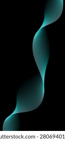 Teal curved ribbon light wave abstract shape with glowing sinuous form