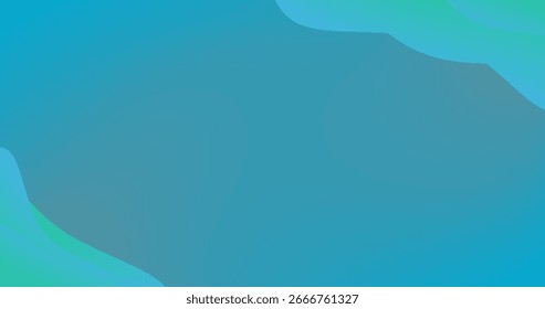Teal Cyan Gradient Background with Layer Fluid Shapes Different shades and thickness Abstract pattern