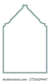 Quadro de arco decorativo azul-escuro vertical com linhas de contorno vintage. 32
