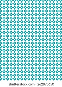 Teal diamond pattern with small x over white background