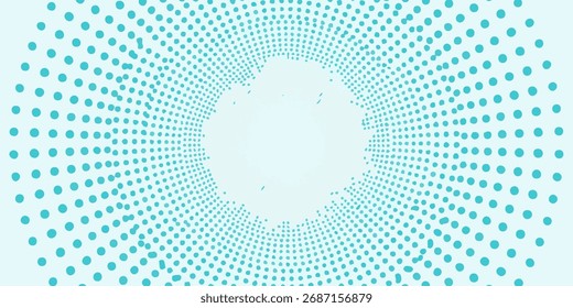 Teal dots creating optical illusion against pale background, abstract dots tunnel