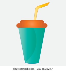 Teal Drink Cup with Straw Emoji Illustration for Beverage Design