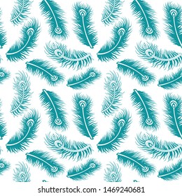 Teal Feather Pattern Design Background
